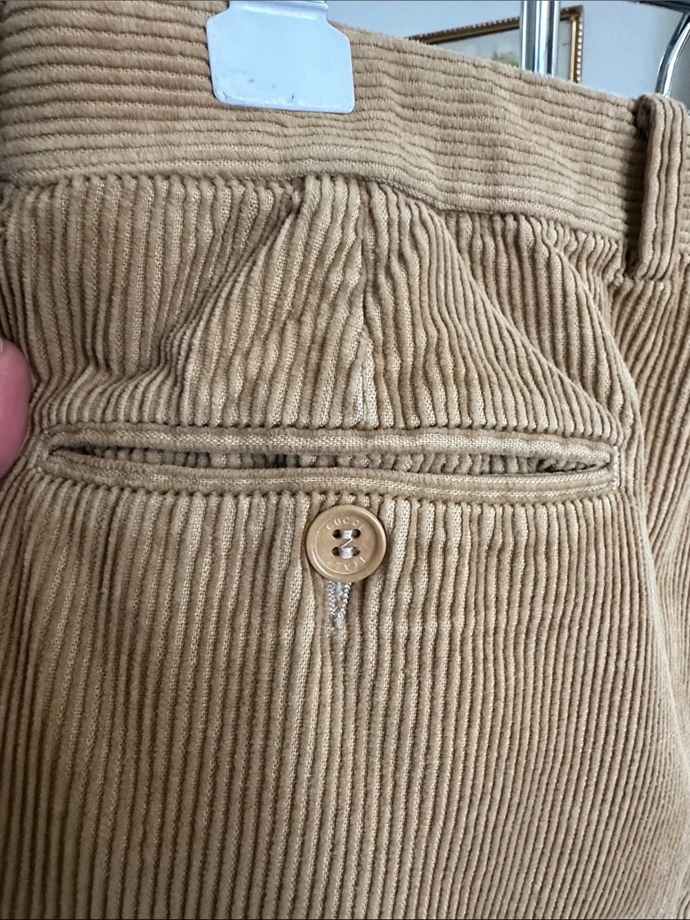 Gucci Men's Tan Corduroy Pleated Pants